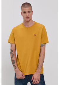 Levi's® - Levi's - T-shirt bawełniany. Okazja: na co dzień, na spotkanie biznesowe. Kolor: żółty. Materiał: bawełna. Wzór: gładki. Styl: biznesowy, casual
