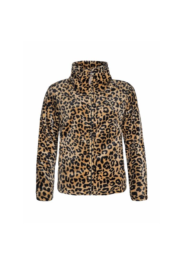 Damska bluza z zamkiem błyskawicznym Protest PRTPACO. Kolor: wielokolorowy, żółty, czarny, brązowy. Materiał: dresówka. Wzór: motyw zwierzęcy