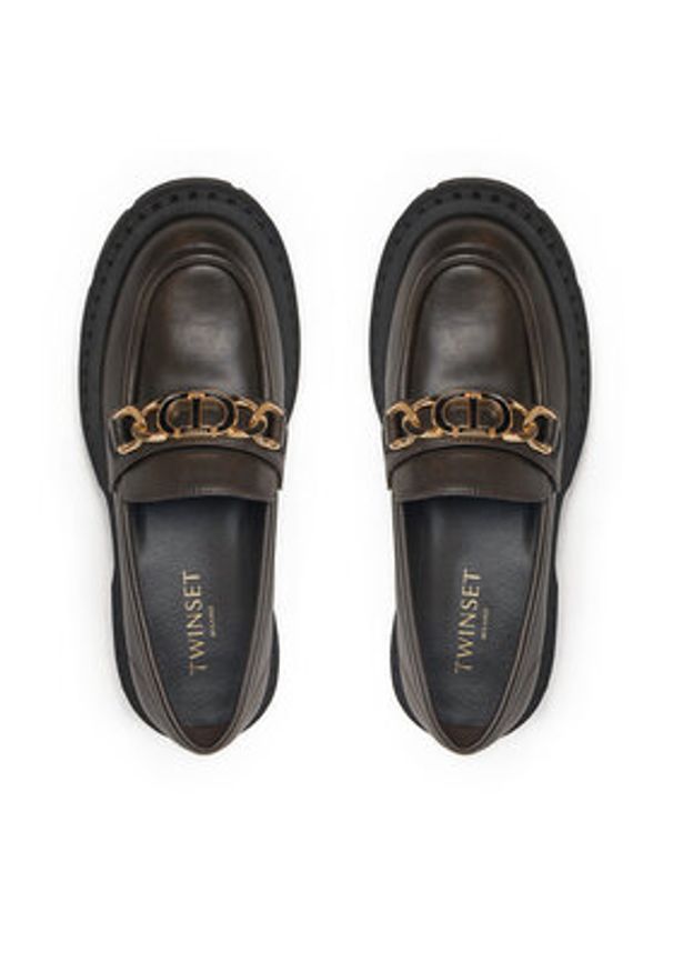 TwinSet - TWINSET Loafersy 242TGT114 Brązowy. Kolor: brązowy. Materiał: skóra