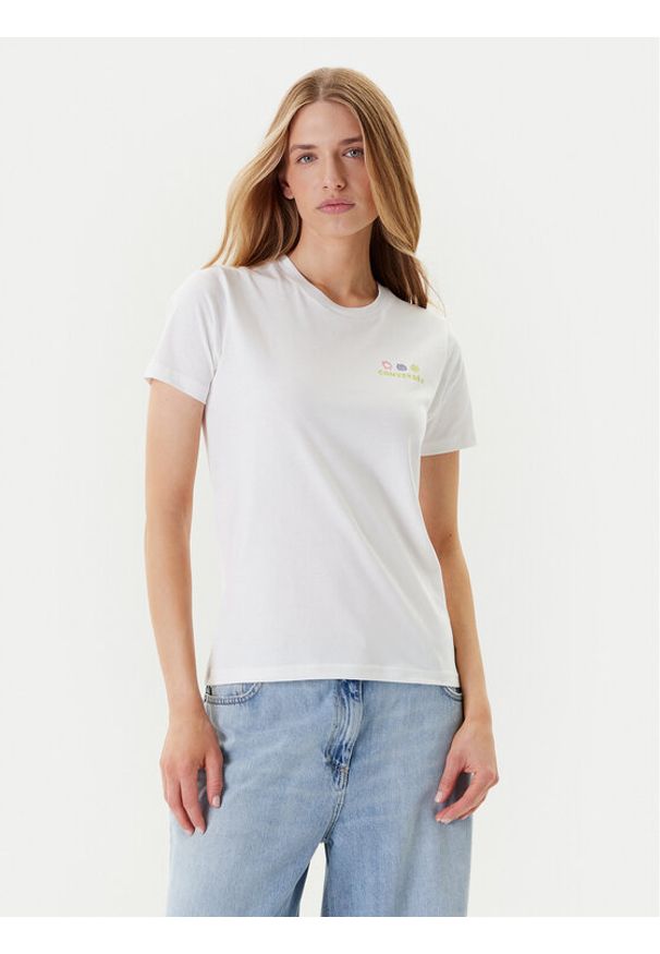Converse T-Shirt Sea 10027759-A01 Biały Regular Fit. Kolor: biały. Materiał: bawełna