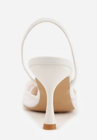 Born2be - Białe Sandały na Szpilce z Koronką Caskstar. Kolor: biały. Materiał: koronka. Wzór: koronka. Obcas: na szpilce. Styl: elegancki, klasyczny #5