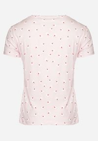 Born2be - Różowy Bawełniany T-shirt w Ozdobny Print Bellisanta. Okazja: na co dzień. Kolor: różowy. Materiał: bawełna. Wzór: nadruk. Styl: casual #7