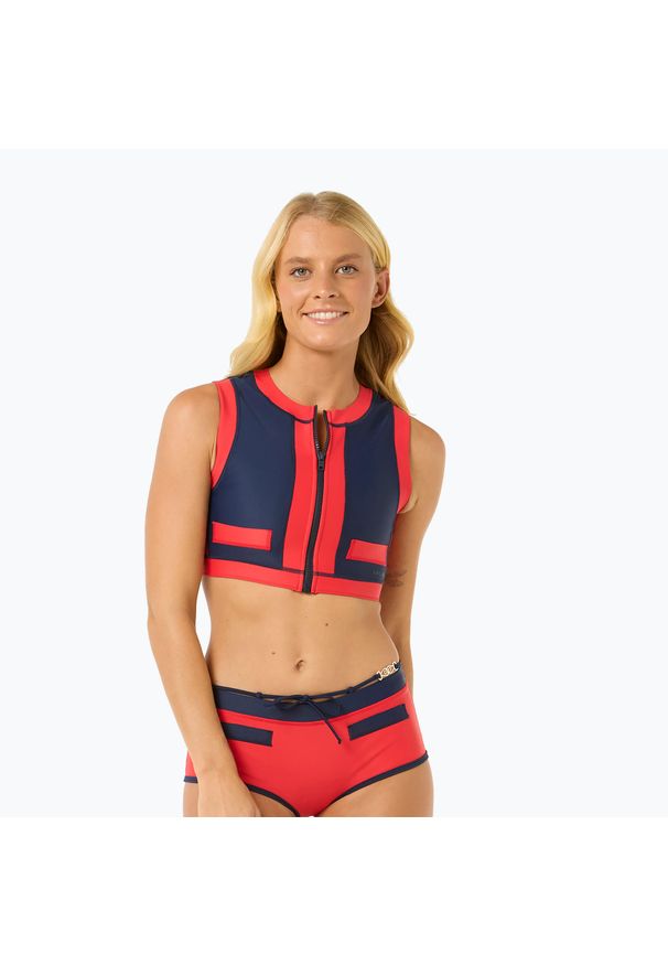 Góra od stroju kąpielowego Rip Curl Coco Short Sleeve Vest. Kolor: niebieski