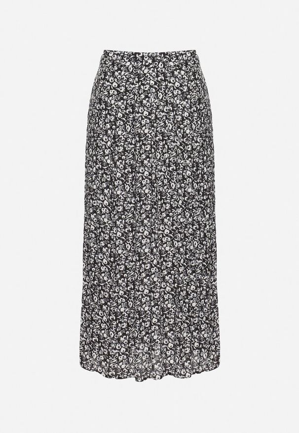 Born2be - Czarna Spódnica Midi z Wiskozy z Mocnym Rozcięciem na Boku Aliratta. Kolor: czarny. Materiał: wiskoza. Styl: elegancki