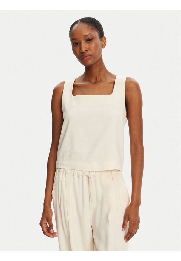 Marella Top Terni 2513161055 Écru Regular Fit. Materiał: wiskoza, len