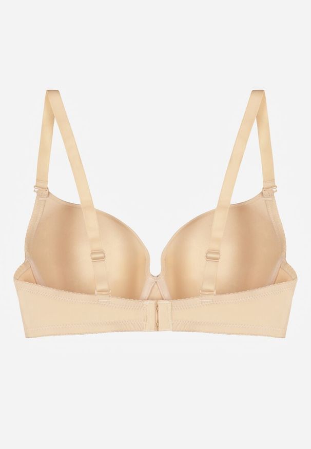 Renee - Beżowy Biustonosz o Gładkim Wykończeniu z Kokardką Phiphise. Kolor: beżowy. Wzór: gładki