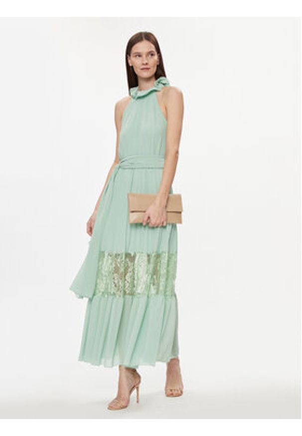 Kontatto Sukienka wieczorowa SU301 Zielony Regular Fit. Kolor: zielony. Materiał: syntetyk. Styl: wizytowy