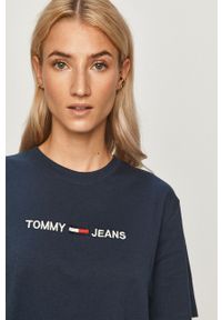 Tommy Jeans - T-shirt. Okazja: na co dzień. Kolor: niebieski. Materiał: bawełna, dzianina. Wzór: aplikacja. Styl: casual #2