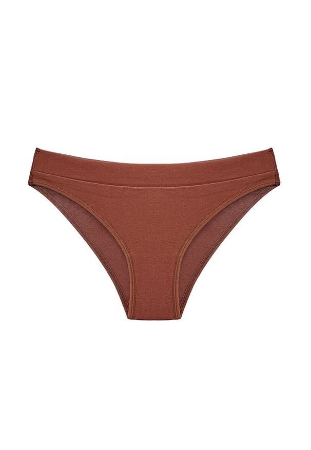 Intica - Figi damskie prążkowane z elastycznym pasem Milan. Kolor: brązowy. Materiał: prążkowany