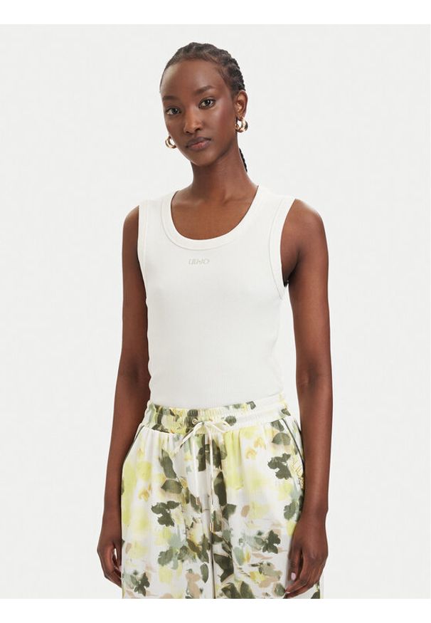 Liu Jo Sport Top TA6097 J4822 Kremowy Slim Fit. Kolor: kremowy. Materiał: bawełna. Styl: sportowy