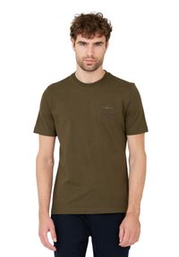 Aeronautica Militare - AERONAUTICA MILITARE Zielony bawełniany męski t-shirt, Rozmiar XXL. Kolor: zielony. Materiał: bawełna #4