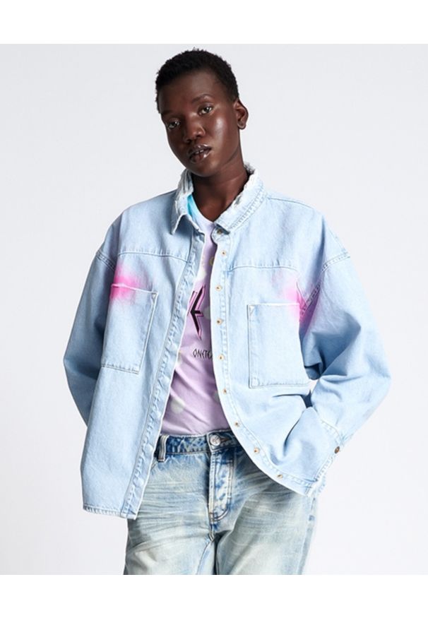 ONETEASPOON - Koszula jeansowa z różowym nadrukiem. Kolor: niebieski. Materiał: jeans. Wzór: nadruk
