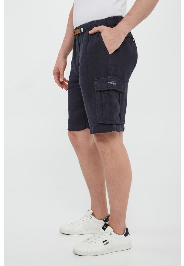 Aeronautica Militare - Bermudy męskie lniane AERONAUTICA. Materiał: len