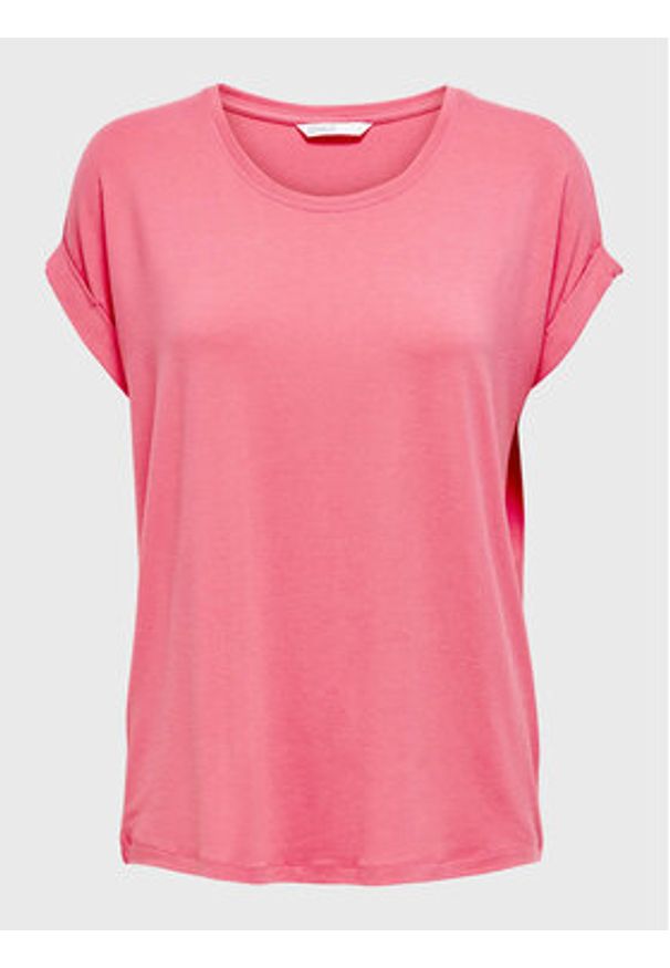 only - ONLY T-Shirt 15106662 Różowy Regular Fit. Kolor: różowy. Materiał: wiskoza