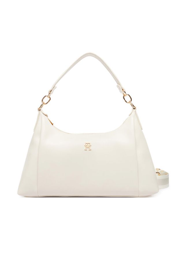 TOMMY HILFIGER - Tommy Hilfiger Torebka Th Essential Shoulder Bag AW0AW18373 Beżowy. Kolor: beżowy. Materiał: skórzane