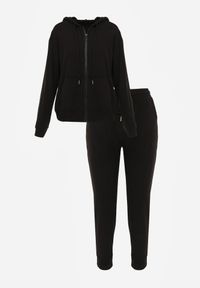 Born2be - Czarny 2-częściowy Komplet Dresowy z Bluzą i Spodniami Seraphelle. Kolor: czarny. Materiał: dresówka. Sport: turystyka piesza #5