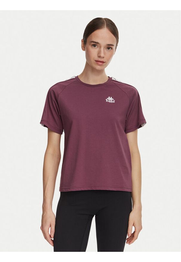 Kappa T-Shirt 371U6WW Fioletowy Regular Fit. Kolor: fioletowy. Materiał: bawełna