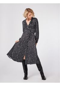 Simple Sukienka koszulowa SUD514-03 Czarny Regular Fit. Kolor: czarny. Materiał: wiskoza. Typ sukienki: koszulowe #1