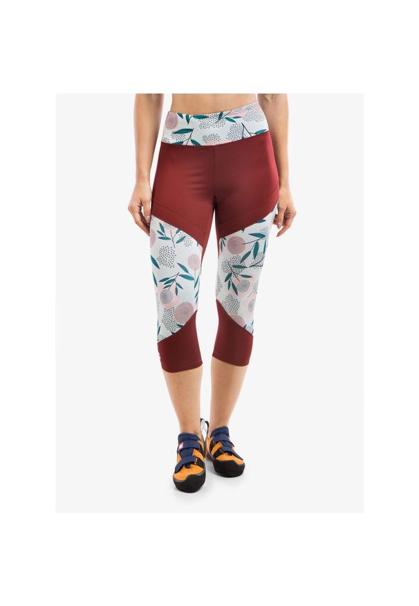 OCUN - Legginsy wspinaczkowe damskie Ocun Rhea 3/4 Leggings. Kolor: czerwony. Materiał: materiał