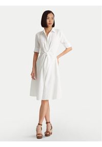 Lauren Ralph Lauren Sukienka koszulowa 200831364001 Biały Regular Fit. Kolor: biały. Materiał: len. Typ sukienki: koszulowe #1