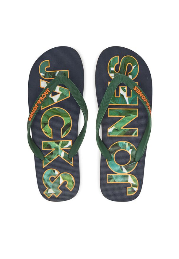 Jack & Jones - Jack&Jones Japonki Jfwlogo Palm Print Flip Flop Ln 12230642 Granatowy. Kolor: niebieski. Wzór: nadruk