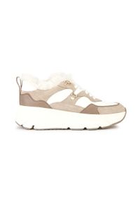 Geox sneakersy skórzane D DIAMANTA C kolor beżowy D36UFC 08522 C0118. Nosek buta: okrągły. Zapięcie: sznurówki. Kolor: beżowy. Materiał: skóra. Szerokość cholewki: normalna #1