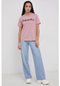 Superdry T-shirt bawełniany kolor różowy. Okazja: na co dzień. Kolor: różowy. Materiał: bawełna. Wzór: nadruk. Styl: casual #2