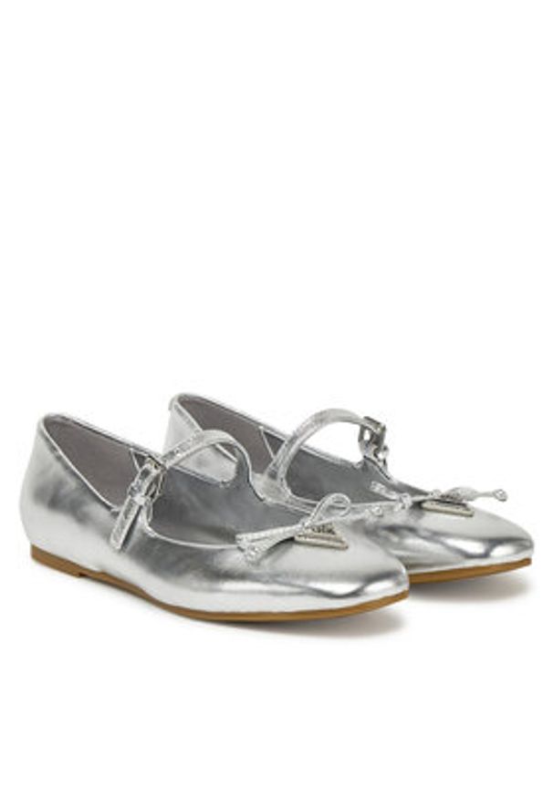 Guess Baleriny FLJKAY LEM02 Srebrny. Kolor: srebrny. Materiał: skóra