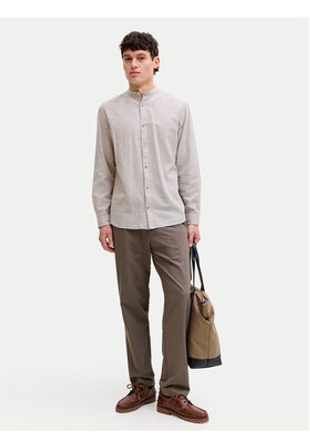 Jack & Jones Koszula Summer 12289184 Beżowy Regular Fit. Kolor: beżowy. Materiał: bawełna