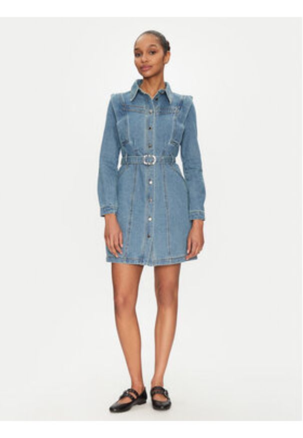 Morgan Sukienka jeansowa 251-RICOLI Szary Regular Fit. Kolor: szary. Materiał: bawełna