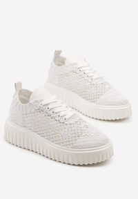 Renee - Białe Sneakersy Vices na Platformie z Ażurową Cholewką Lumerise. Okazja: na co dzień. Kolor: biały. Szerokość cholewki: normalna. Wzór: ażurowy. Obcas: na platformie #4