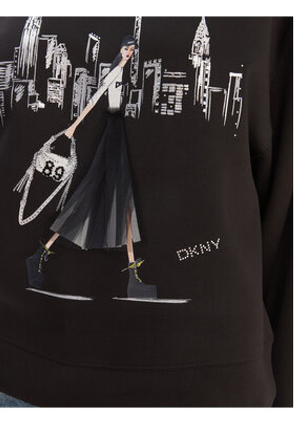 DKNY Bluza P5MOQCSC Czarny Regular Fit. Kolor: czarny. Materiał: syntetyk