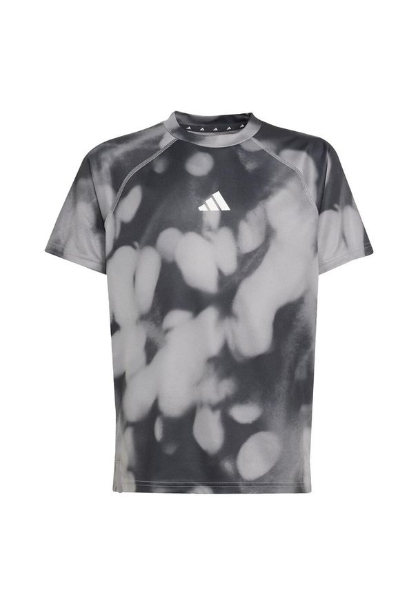 Adidas - Koszulka Training Tee With Allover Graphic Kids. Kolor: czarny, szary, wielokolorowy. Materiał: materiał