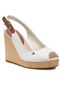 TOMMY HILFIGER - Tommy Hilfiger Sandały Iconic Elena Sling Back Wedge FW0FW04789 Écru. Materiał: materiał