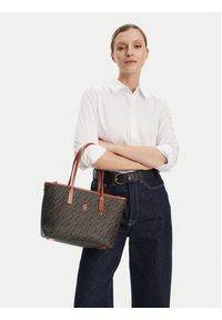 TOMMY HILFIGER - Tommy Hilfiger Torebka Th Monoplay Leather Mini Tote AW0AW17415 Czarny. Kolor: czarny. Materiał: skórzane #3