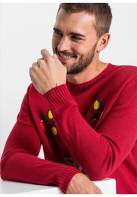 Sweter męski z bożonarodzeniowym motywem bonprix ciemnoczerwony. Kolor: czerwony #6