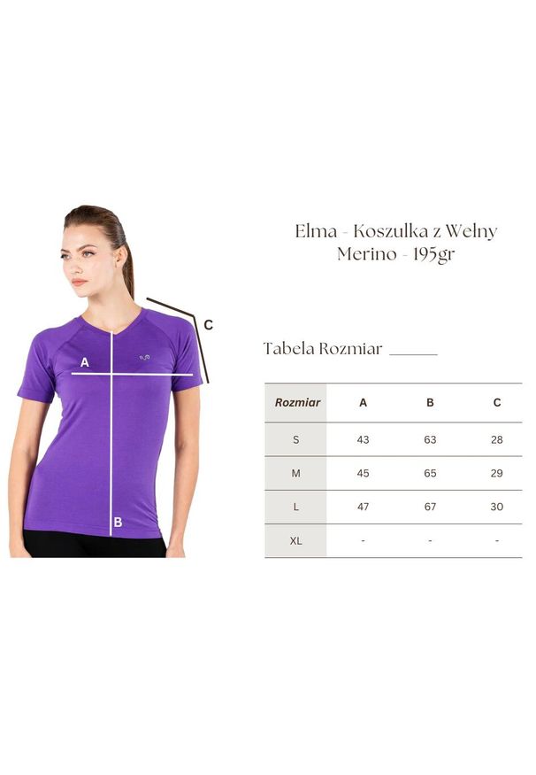 WOOLONA - Koszulka turystyczna damska Woolona Elma Merino. Kolor: fioletowy