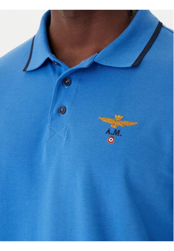 Aeronautica Militare Polo 261PO1308UP00082 Niebieski Regular Fit. Typ kołnierza: polo. Kolor: niebieski. Materiał: bawełna