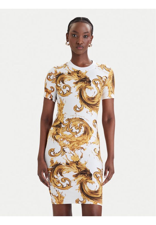 Versace Jeans Couture Sukienka codzienna 80HAO939 JS553 Biały Slim Fit. Okazja: na co dzień. Kolor: biały. Materiał: bawełna. Typ sukienki: proste. Styl: casual