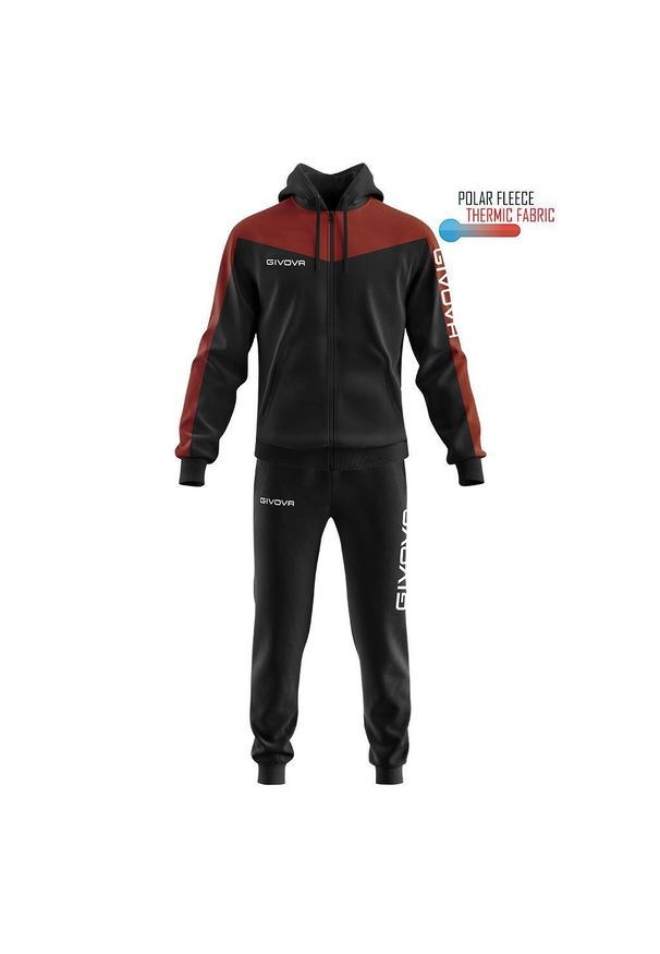 Tuta Roma z kapturem Polarfleece – Givova. Kolor: czarny, szary, wielokolorowy. Materiał: dresówka. Sport: fitness, piłka nożna
