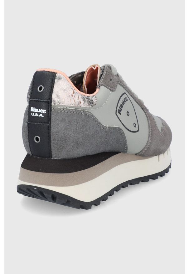 Blauer Buty skórzane kolor beżowy na koturnie. Nosek buta: okrągły. Zapięcie: sznurówki. Kolor: beżowy. Materiał: skóra. Obcas: na koturnie