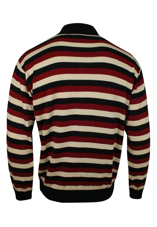 Niebieski sweter Kings w paski, elegancki, z kołnierzem typu troyer, na jesień