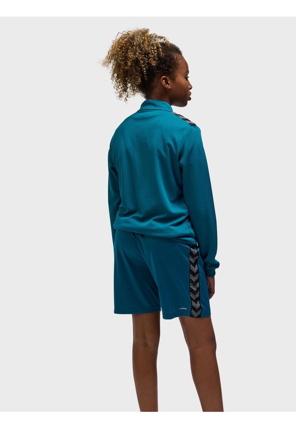 Dziecięca bluza dresowa z półzamkiem Hummel Authentic. Kolor: wielokolorowy, niebieski, zielony. Materiał: dresówka. Sport: joga i pilates