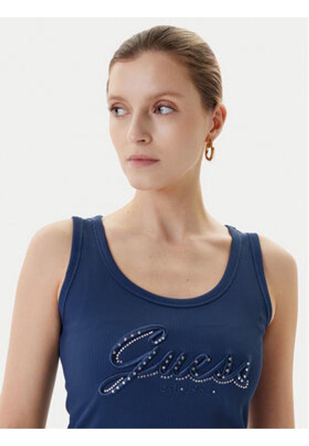 Guess Top W5YP00 KCXJ2 Granatowy Classic Fit. Kolor: niebieski