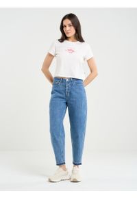 Big-Star - Jeansy damskie mom jeans marmurkowe niebieskie Ria 244. Kolor: niebieski. Styl: vintage, elegancki, retro