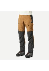FORCLAZ - Spodnie trekkingowe męskie Forclaz MT500 wytrzymałe. Kolor: wielokolorowy, brązowy, szary. Materiał: syntetyk, tkanina, materiał