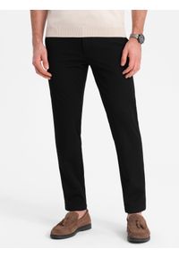 Ombre Clothing - Spodnie męskie eleganckie chino SLIM FIT - czarne V4 OM-PACP-0191 - XXL. Kolor: czarny. Materiał: materiał, poliester, wiskoza. Styl: elegancki #6