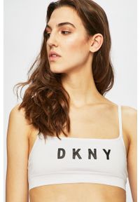 DKNY - Dkny - Biustonosz sportowy. Kolor: biały. Materiał: nylon, materiał, lyocell, elastan. Wzór: gładki, nadruk #2