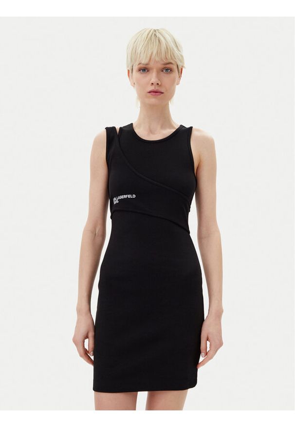 Karl Lagerfeld Jeans Sukienka codzienna A2W13032 Czarny Slim Fit. Okazja: na co dzień. Kolor: czarny. Materiał: bawełna. Typ sukienki: proste. Styl: casual