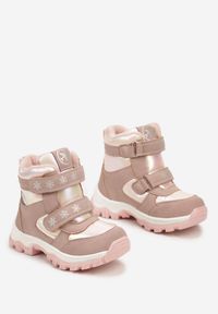 Born2be - Różowe Płaskie Botki na Rzep z Metalicznymi Wstawkami Verinsia. Zapięcie: rzepy. Kolor: różowy. Materiał: jeans. Wzór: kolorowy. Styl: młodzieżowy, elegancki